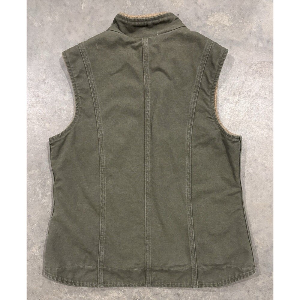 Carhartt Women’s Medium Sherpa Lined Vest WV001 LOV Olive Green Sandstone Canvas - Picture 2 of 6